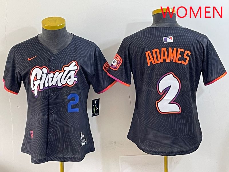 Women San Francisco Giants #2 Adames Black Joint Name Nike 2025 MLB Jersey style 4->women mlb jersey->Women Jersey